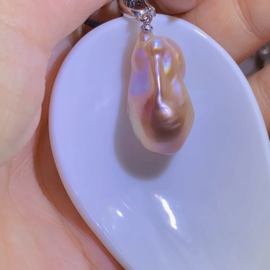 银S925镶嵌淡水珍珠天然淡水珍珠无染色无优化