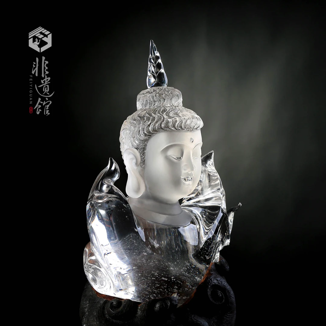 《顿悟成佛》艺博杯银奖刘晋老师天然水晶非遗雕刻件