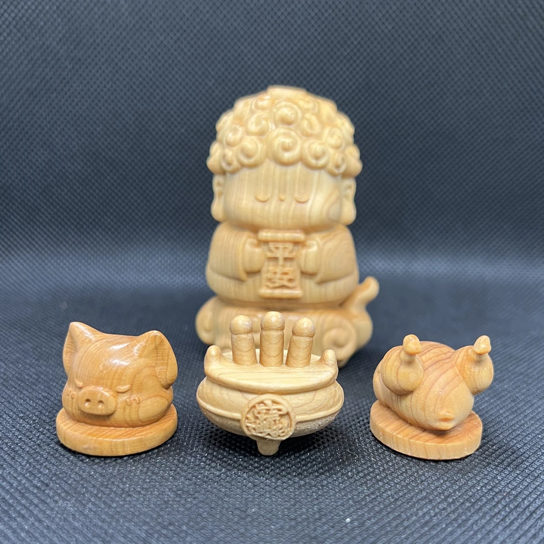 精工太行崖柏平安招财供奉摆件全套