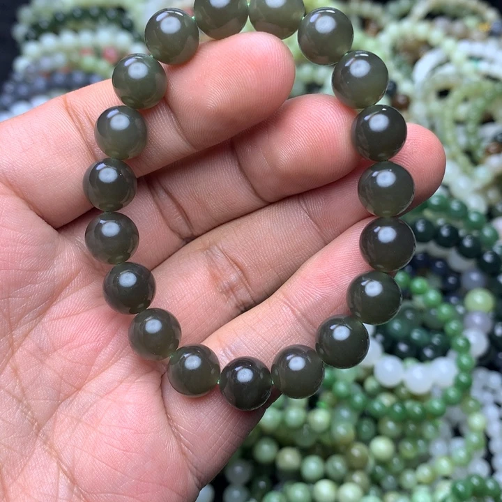 和田玉未镶嵌手串天然和田玉 茶色