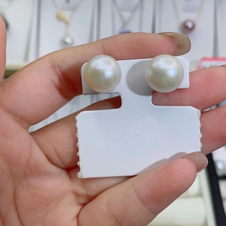 耳饰银S925镶嵌淡水珍珠