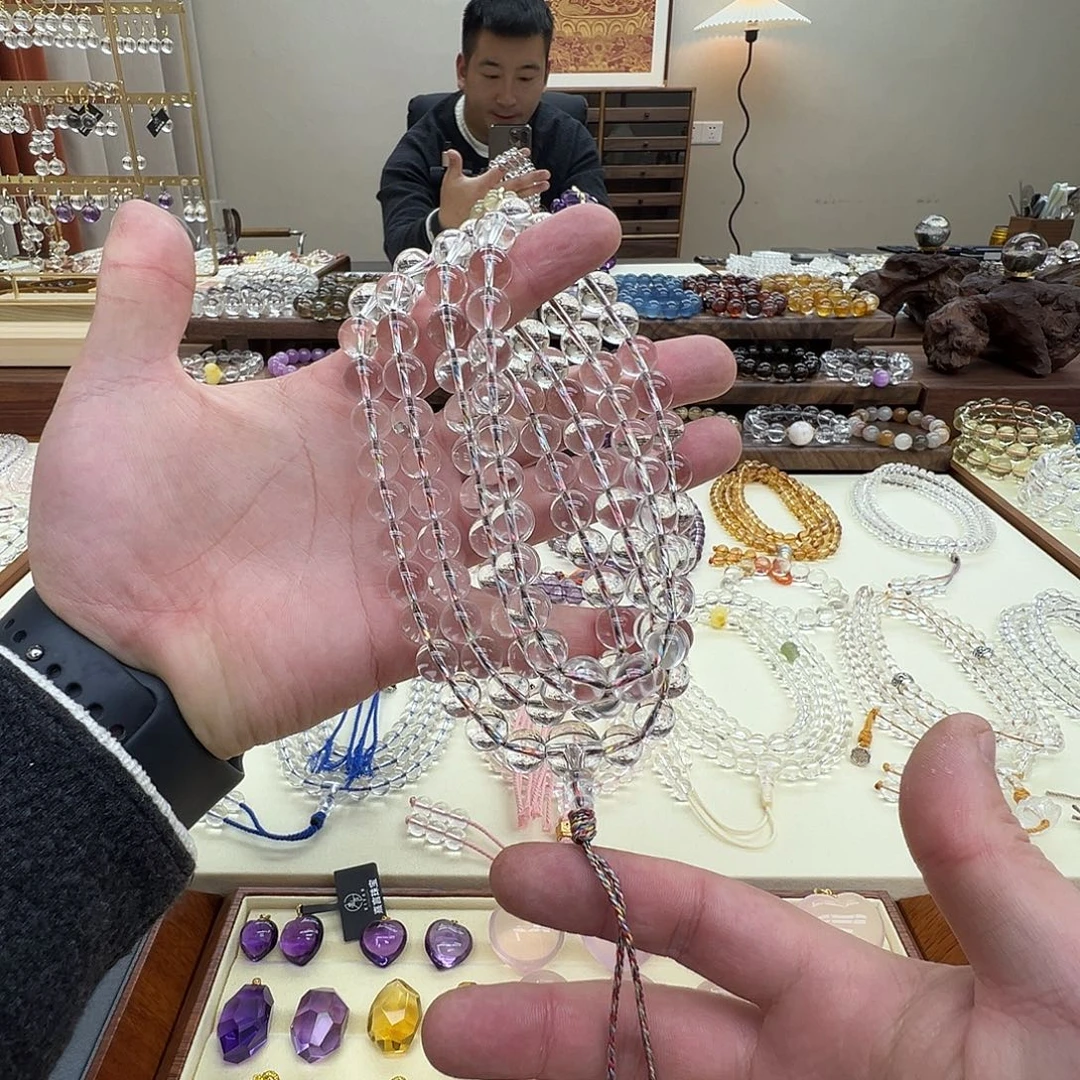 水晶颈饰未镶嵌纯天然全净体白水晶卡10m108颗