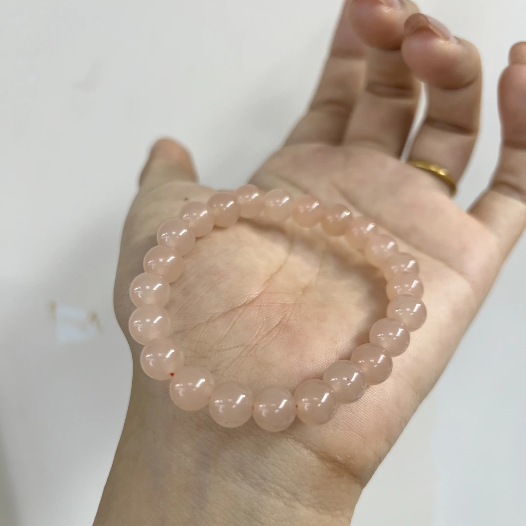 【假一赔三】保真藕粉卡8mm左右素圈手串
