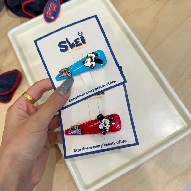 可爱少女蓝红米奇发夹