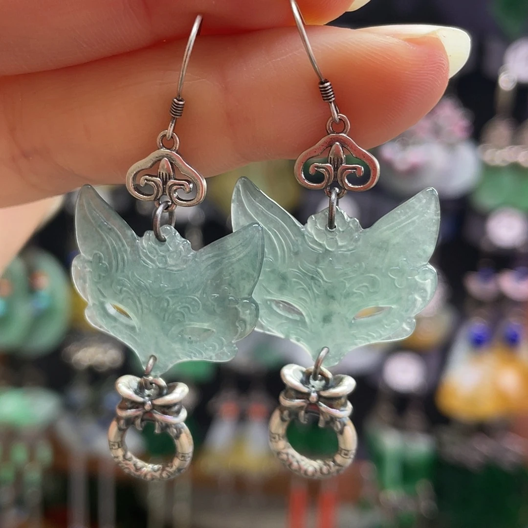 翡翠银S925镶嵌耳饰645hngg