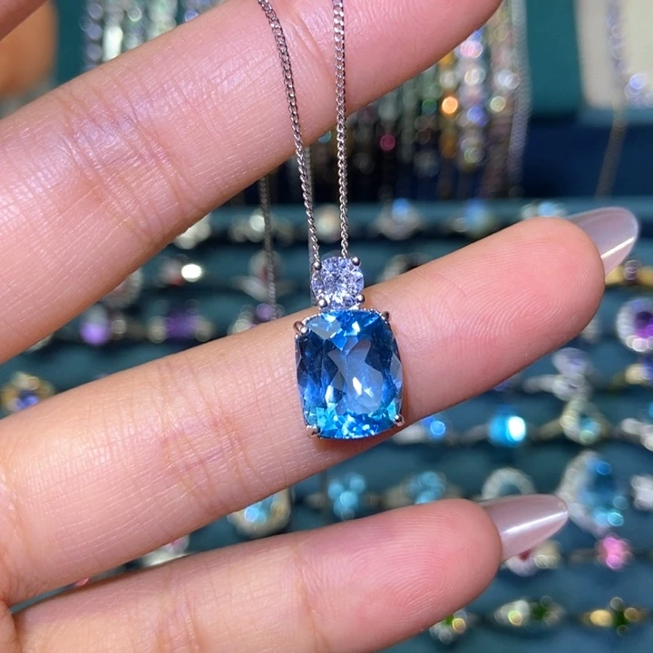 吊坠(赠链)银S925镶嵌托帕石