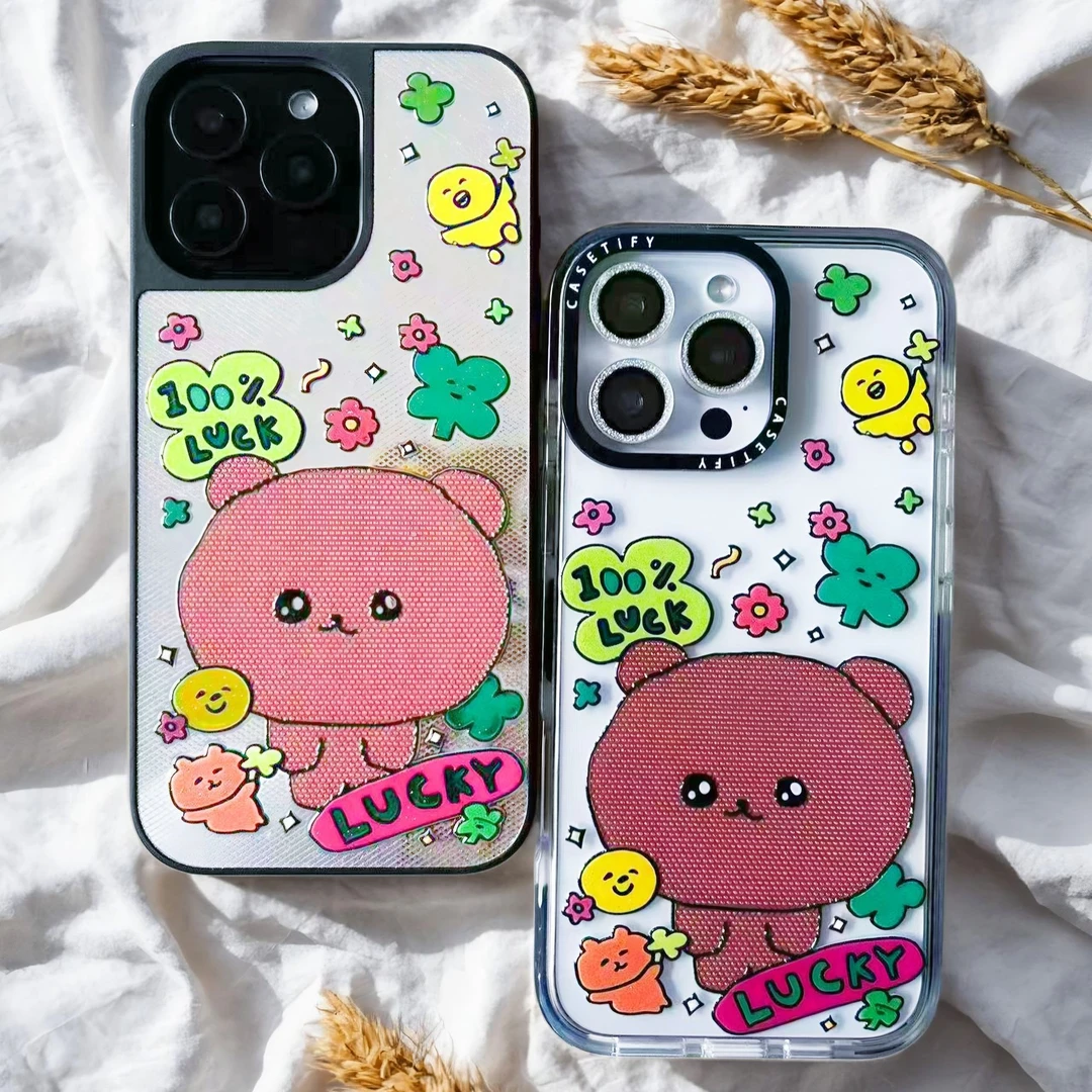 CASEFY.【立体】幸运四叶草小熊最新3D滴胶彩绘工艺磁吸防摔壳17pm