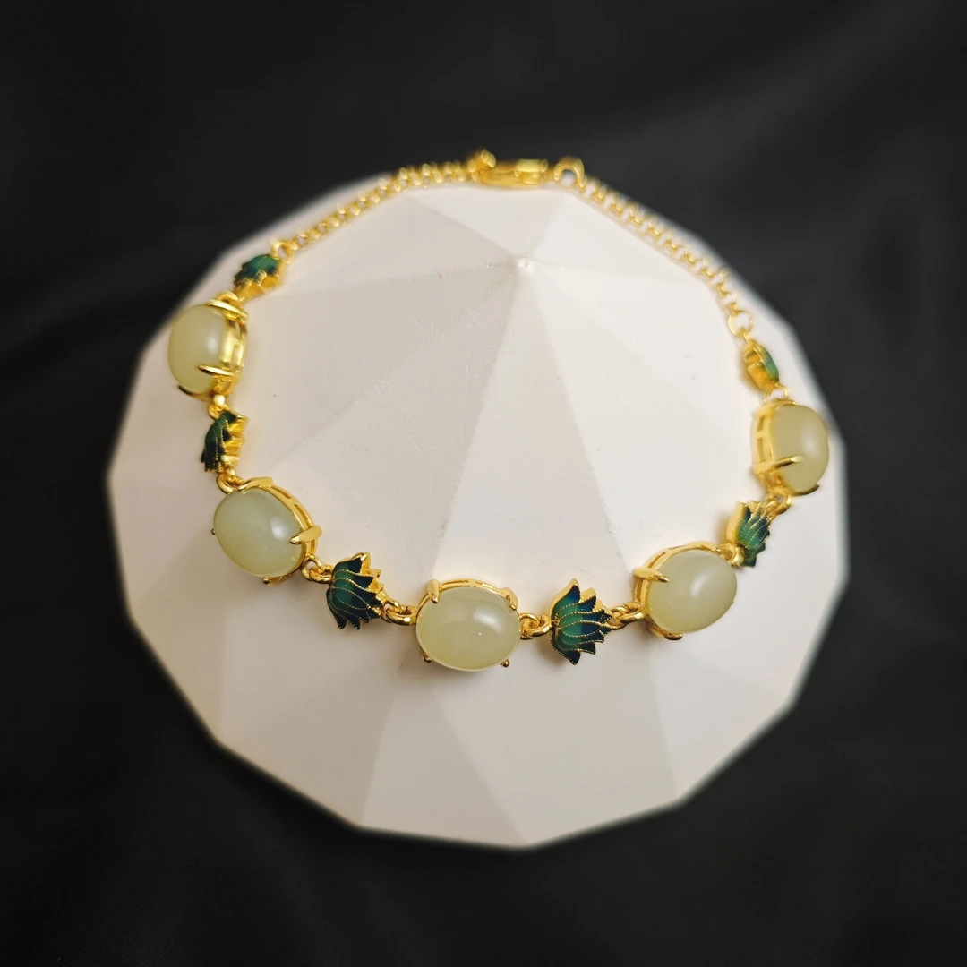 和田玉蛋面手链C01-158赠送礼盒(多样性发)