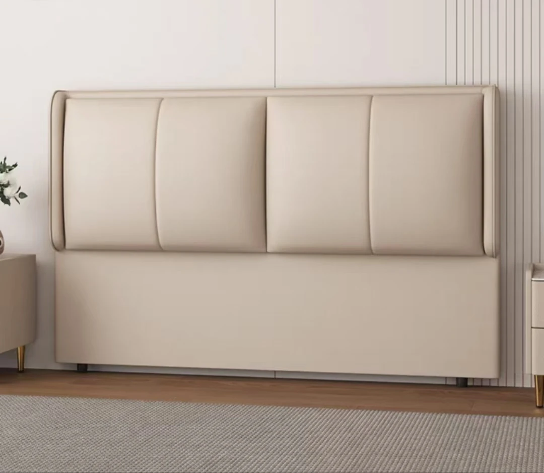 2025轻奢超薄床头简约主卧单人北欧靠背板落地床皮艺软包床