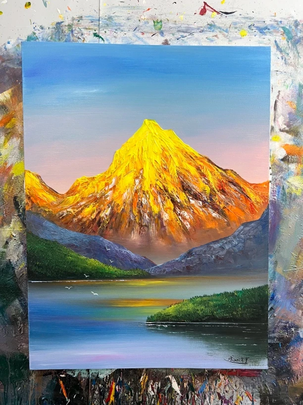 日照金山挂画现代装饰画不含内框尺寸90.120
