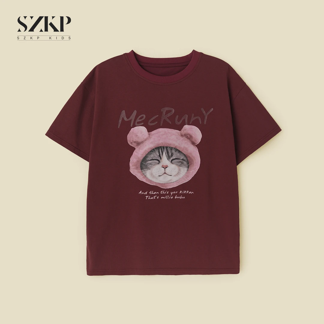 SZKP纯棉薄款吸汗印花t恤女童夏季新款儿童潮款短袖SHYX551286