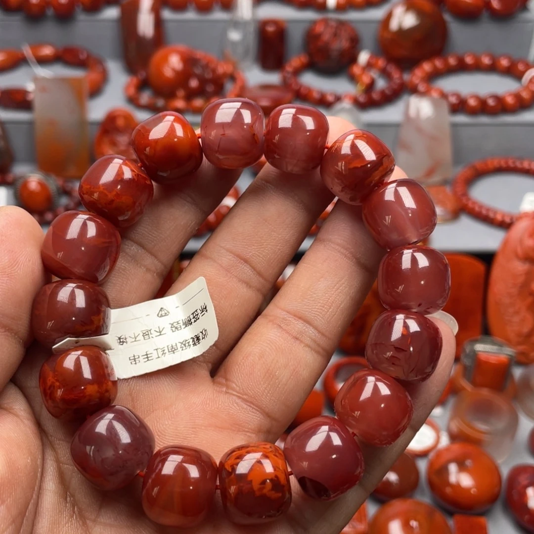 南红玛瑙未镶嵌珠宝奇石单圈14