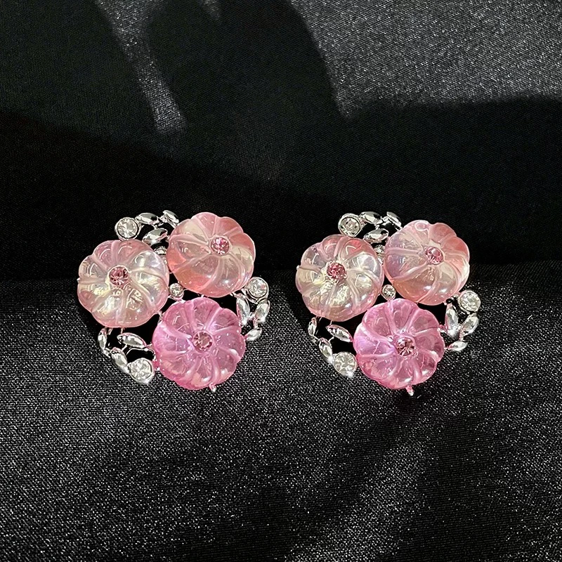 合金耳饰 甜美花朵耳钉小众百搭通勤耳环时尚气质耳饰轻奢高级感