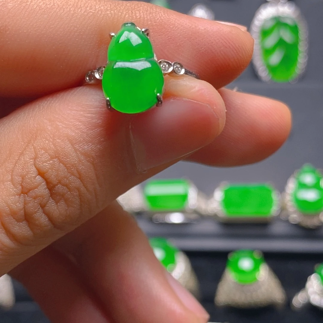 银S925镶嵌戒指翡翠戒指