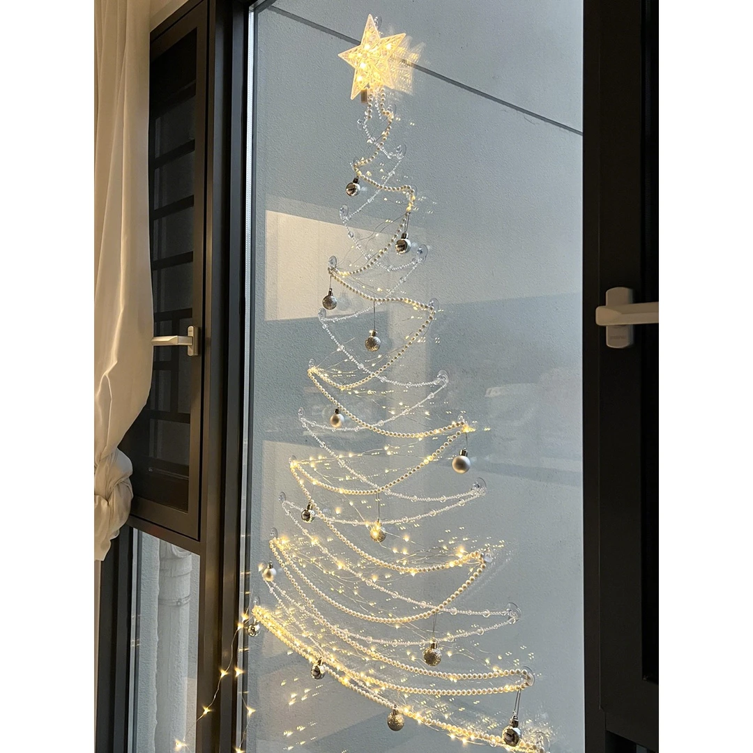 圣诞节diy圣诞树手工玻璃店铺橱窗挂饰圣诞节氛围感场景布置道具