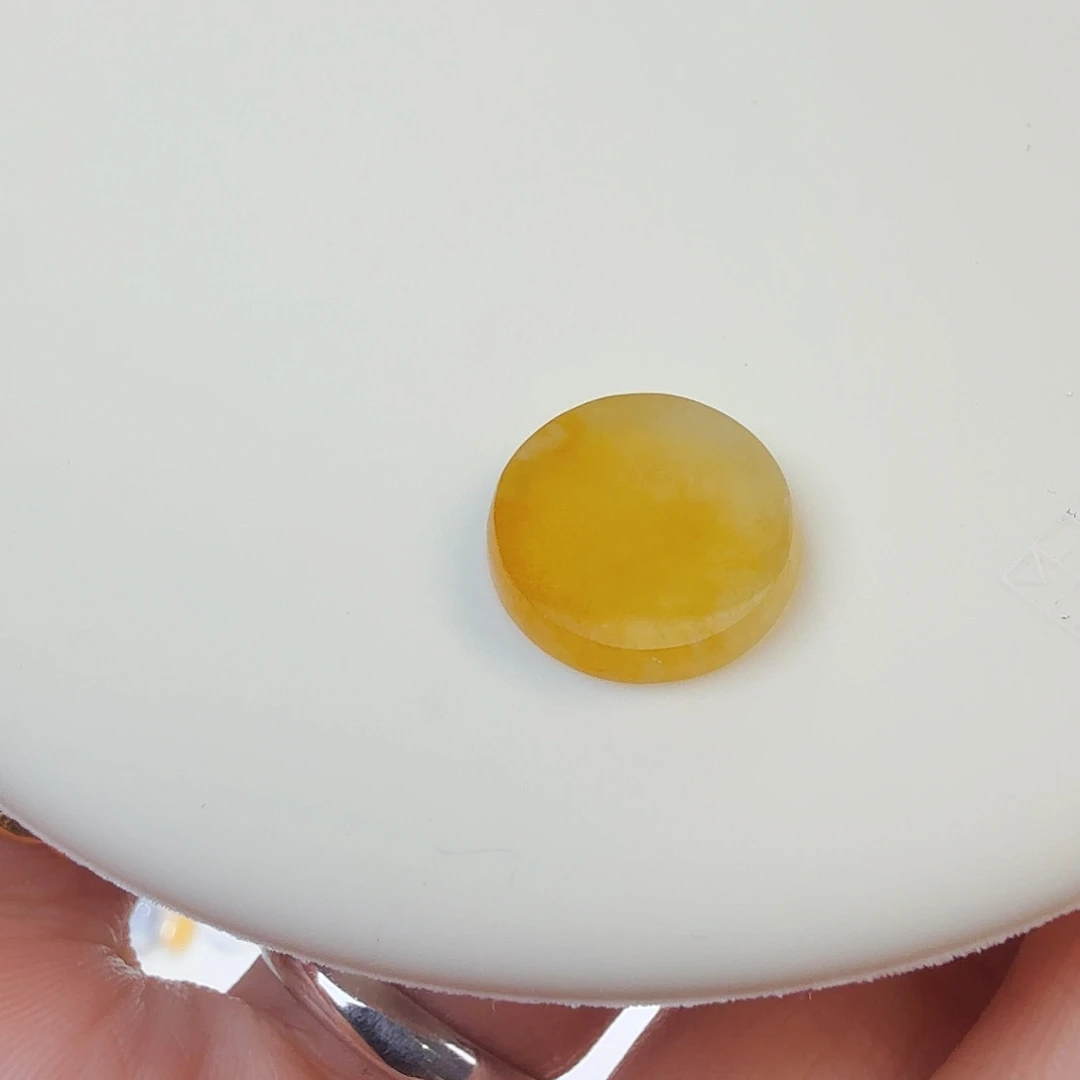 翡翠裸石无事圆牌黄翡