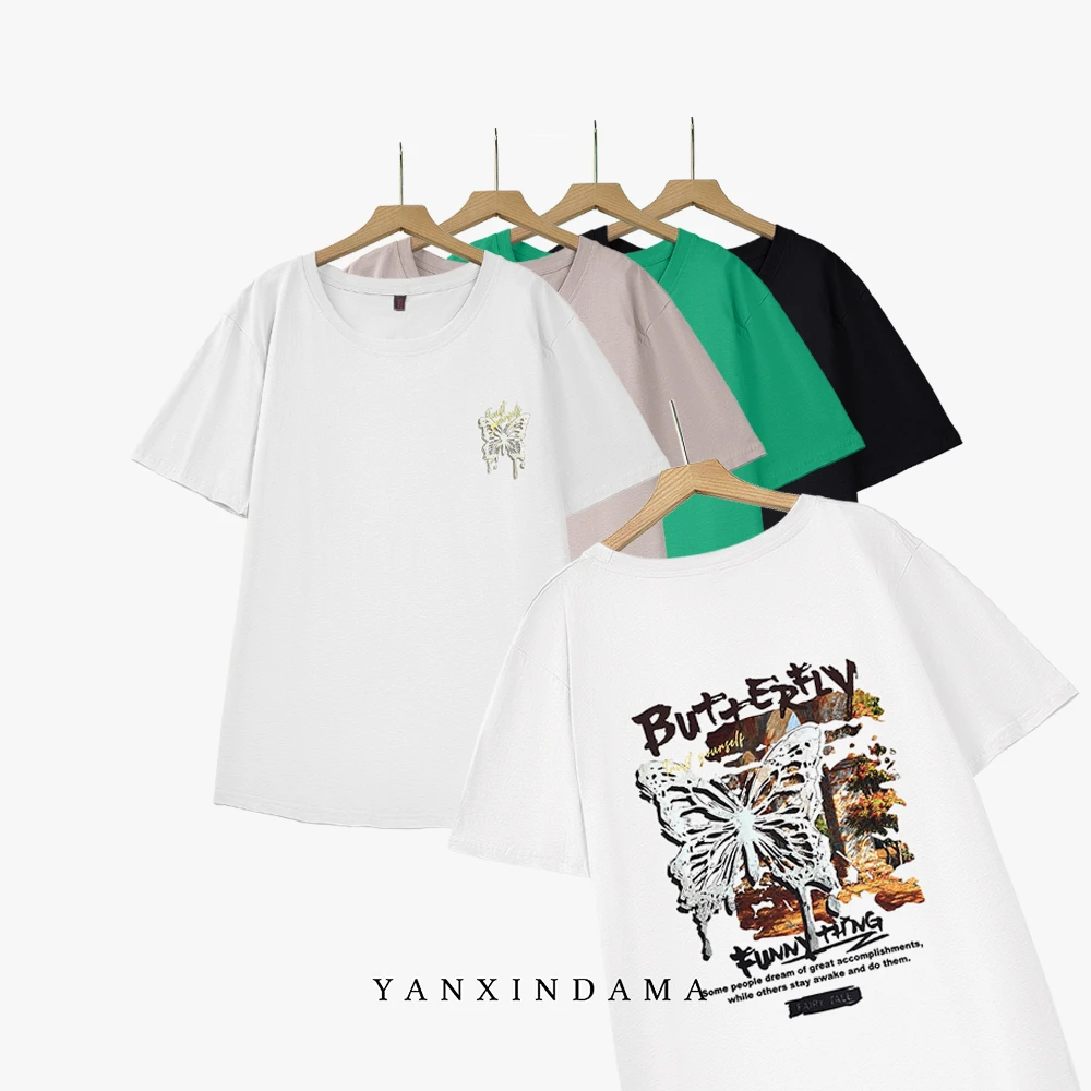 【岩心】大码女装290斤胖MM时尚潮流印花简约设计感吸汗T恤1242#