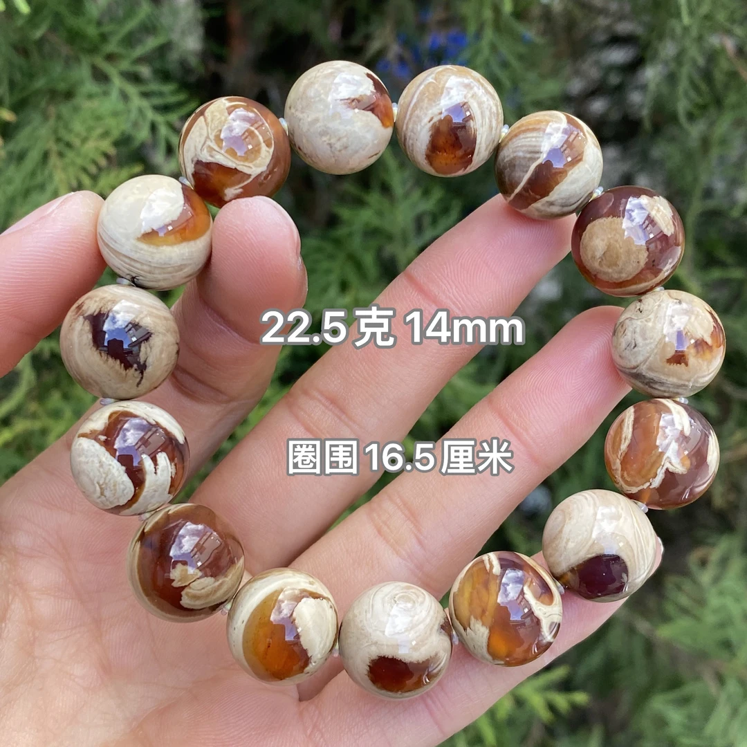 【小伊琥珀】22.5克天眼「聚宝盆」蛋黄溶洞手串