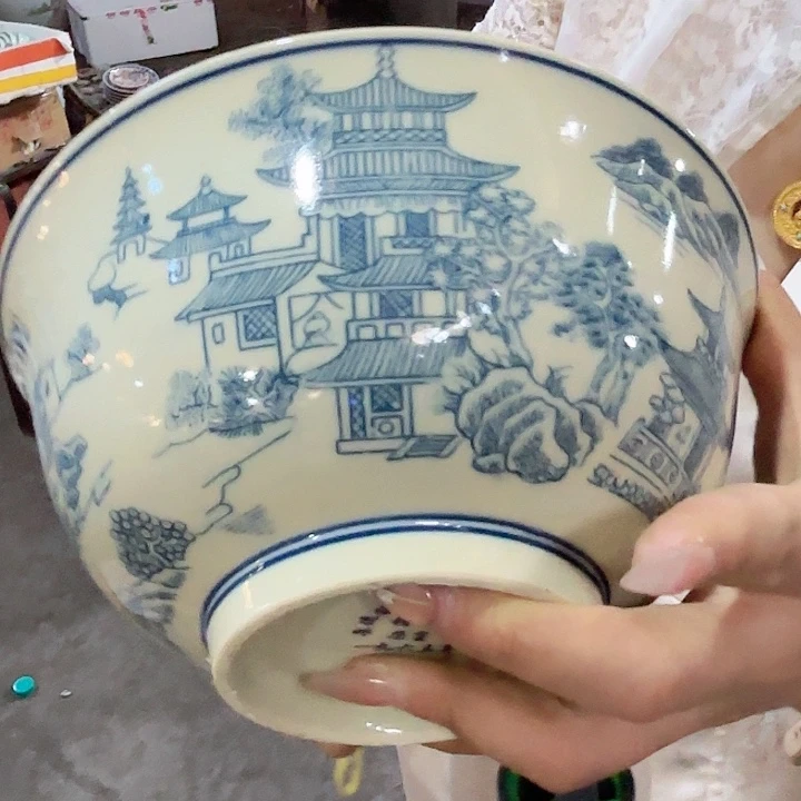 摆件景德镇高温陶瓷龙珠阁8寸碗