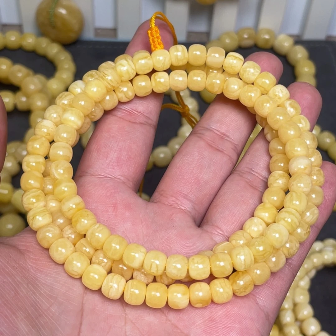 蜜蜡未镶嵌裸石蜜蜡佛珠7.6mm