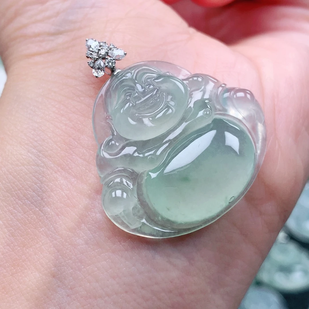 吊坠(不含链)18K金镶嵌翡翠