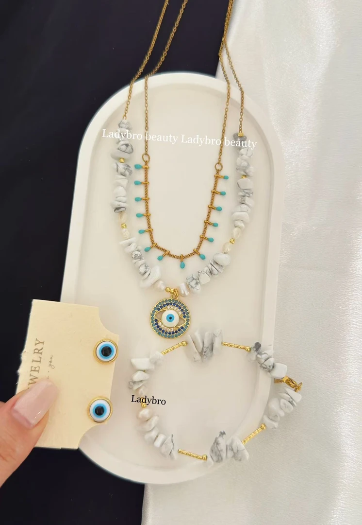 钛钢亚克力项链 欧美潮流小众设计感复古巴洛克海星项链三件套