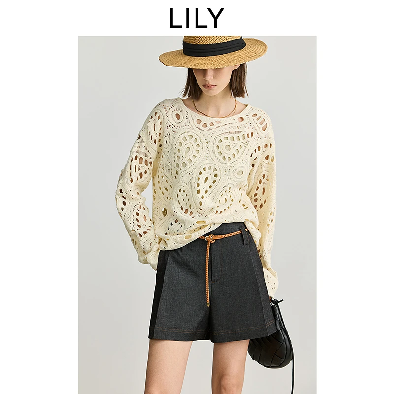 LILY2025春新款女装毛针织衫125129TK940