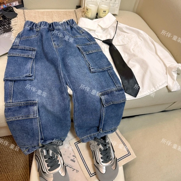 2764(小童)春秋款潮流时尚休闲百搭洋气男女童牛仔工装裤