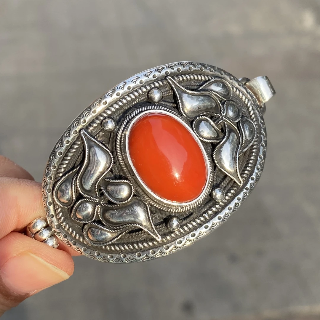 足银树脂手镯 足银旭日乌优纯银手工手镯蒙古民族蛇年礼物9068