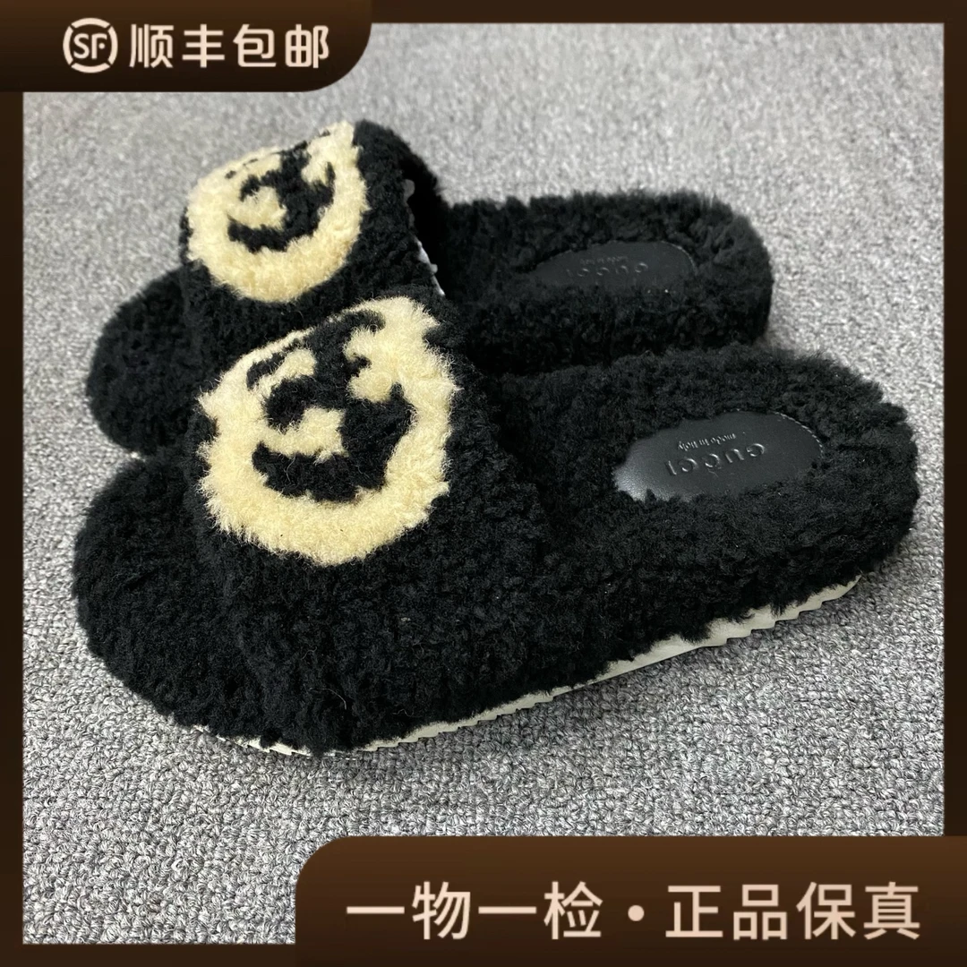 99新 GUCCI/古驰 99新/35码/古驰/黑毛拖鞋/BF01870