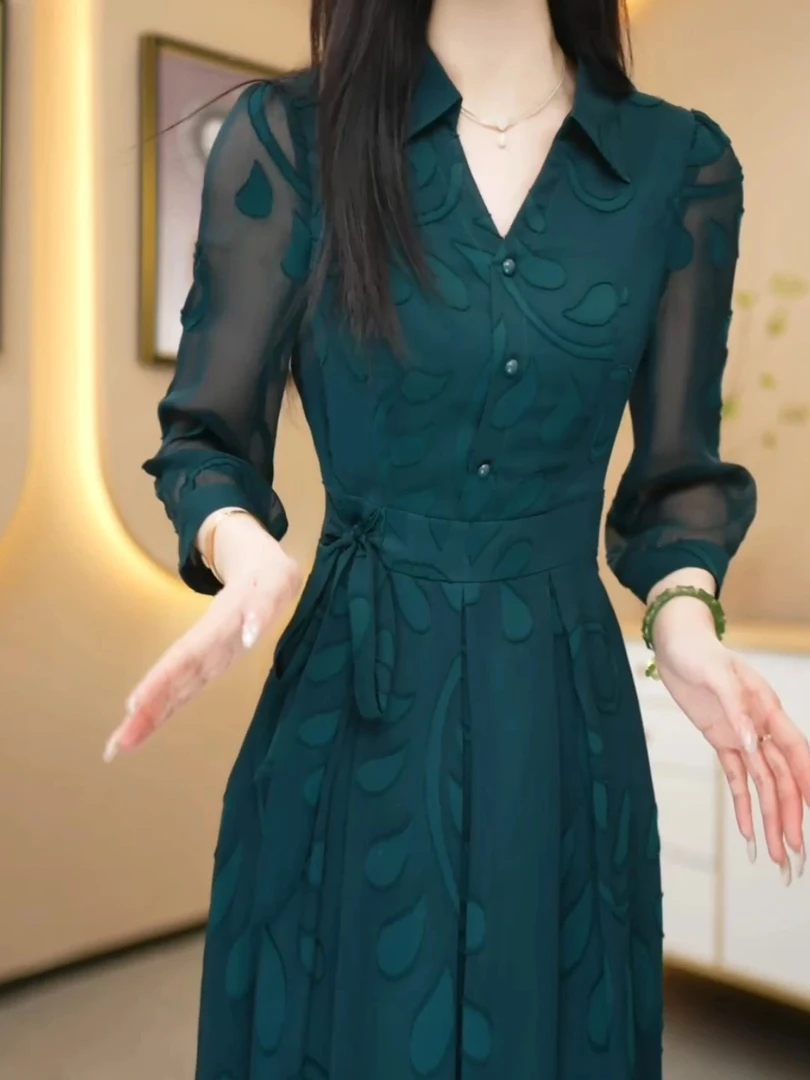 H1263（关注赠运费险）2025春季新款高级感通勤高端法式气质连衣裙