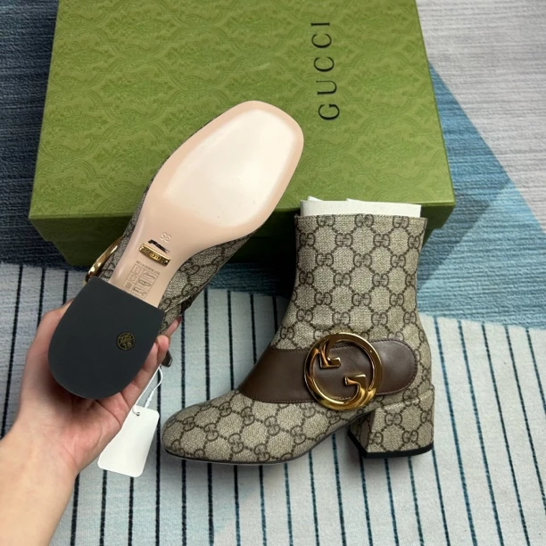 未使用 GUCCI/古驰 古驰满印金扣短靴三五码