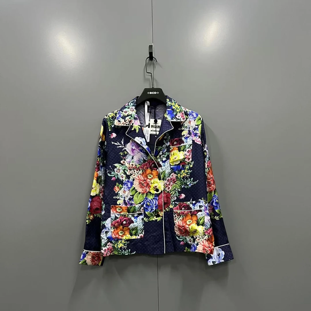 未使用 LouisVuitton/路易威登 zz7 花卉丝绸logo衬衫40码/006497