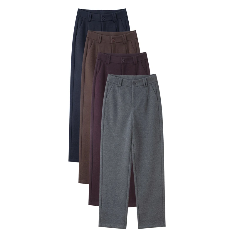 【醋酸+绵羊毛】窄版垂感直筒裤女2025新款休闲裤-9970