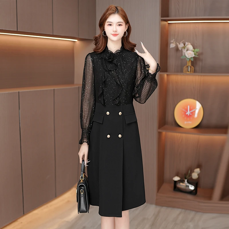 春季新款连衣裙洋气显瘦小黑裙气质减龄裙子女