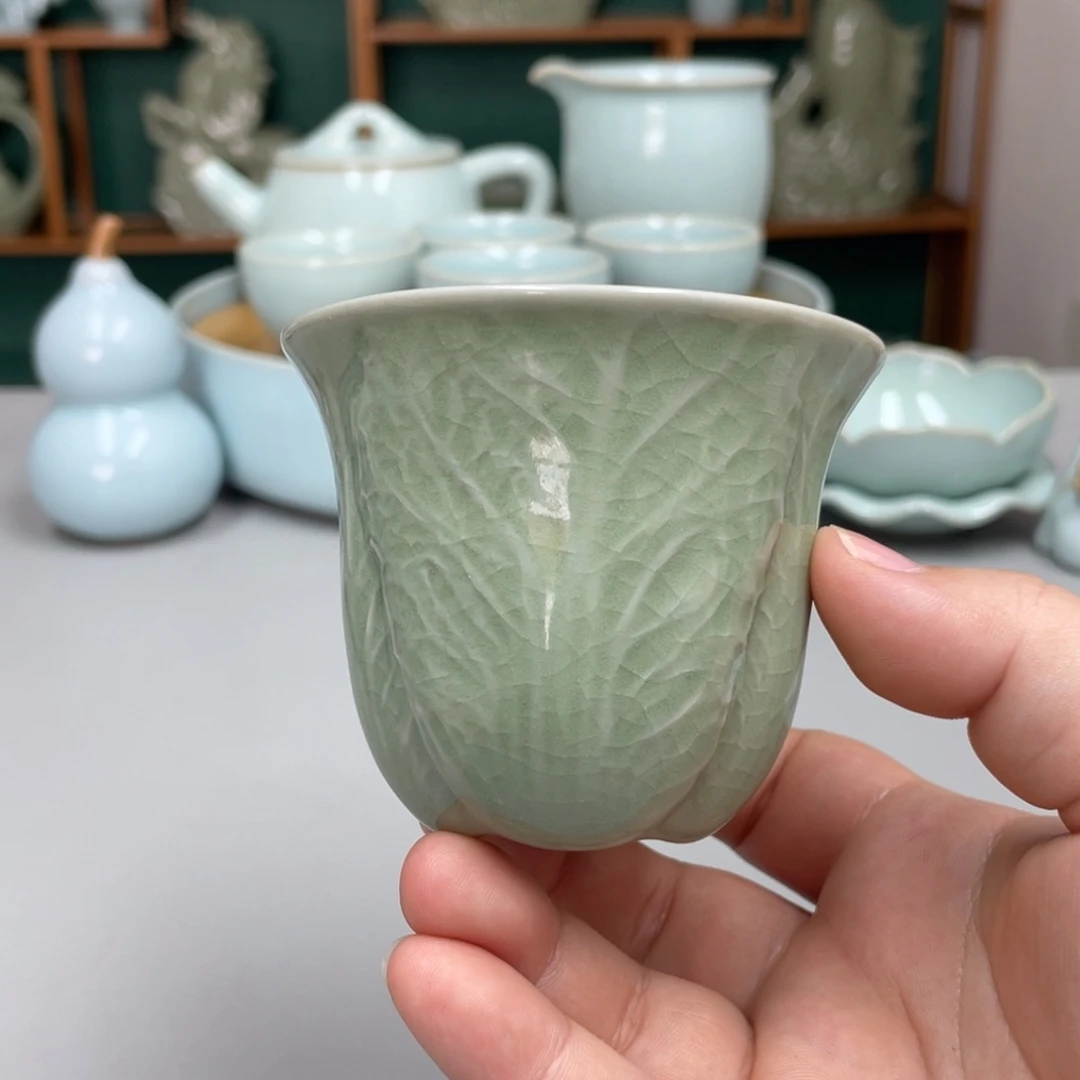 瓷豆绿百财杯赵琳老师带礼盒