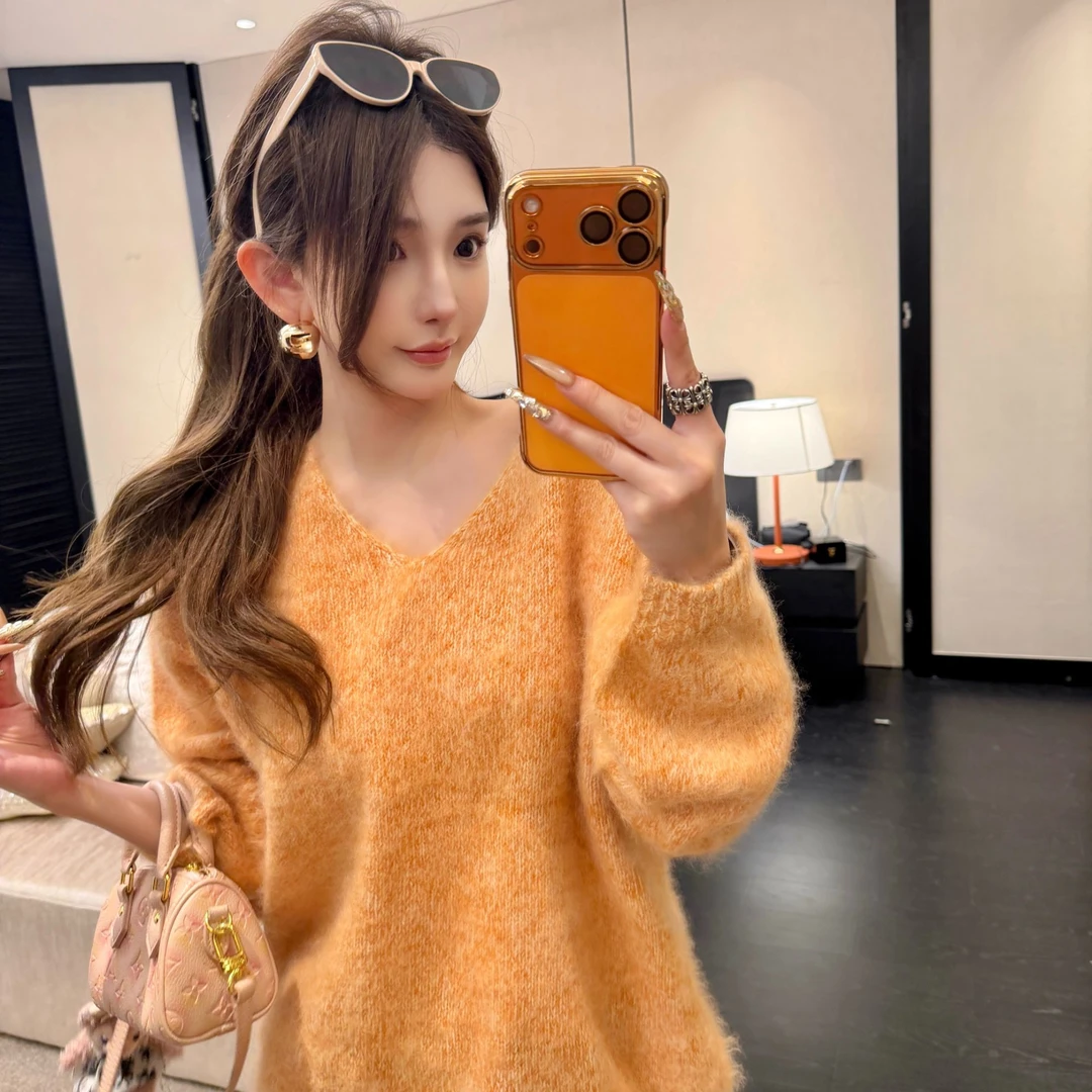 GUIDI GUDI【寂静】绵羊毛花纱拉毛无缝一体套头毛衣/黄加蓝