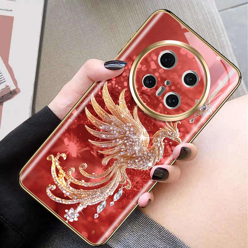 安可拉红碎钻凤凰适用华为mate70pro手机壳mate60高级感新年女款