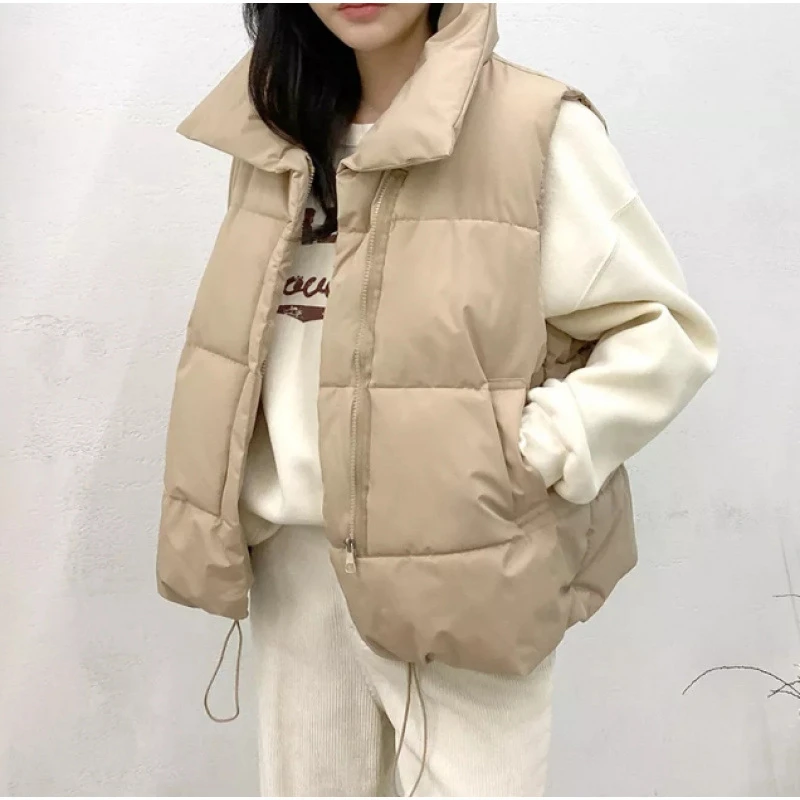 韩版秋冬棉服马甲设计感休闲原宿风棉背心冬季女装棉背心套头外套