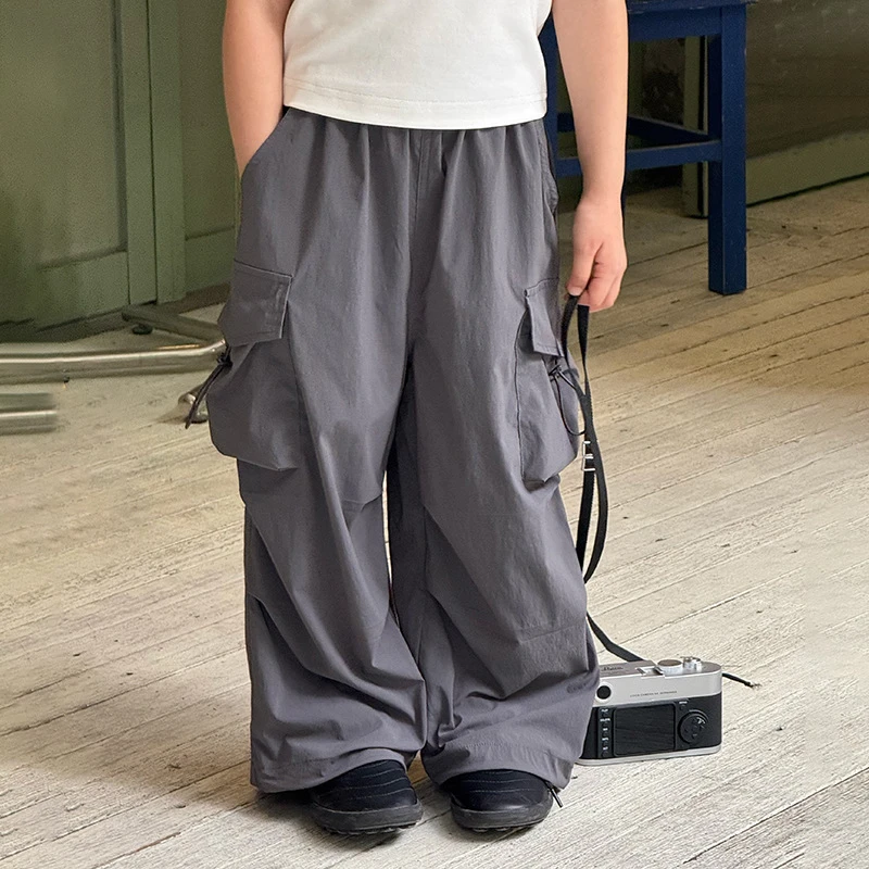 【防水速干】现货儿童口袋工装裤抗皱耐磨防水户外速干长裤25C002