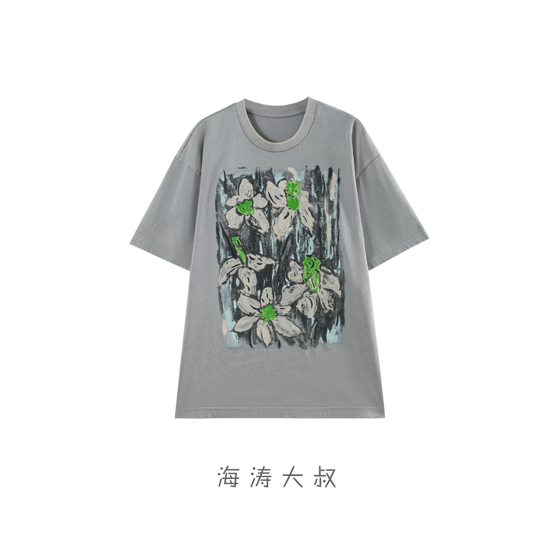 【海涛大叔】「水仙妹妹」水仙水洗宽松大T恤HMRD63288