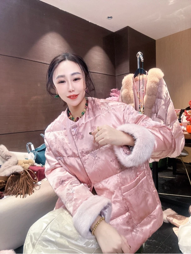 6912#《年款羽绒》糖果色百搭宽松复古新中式网红羽绒