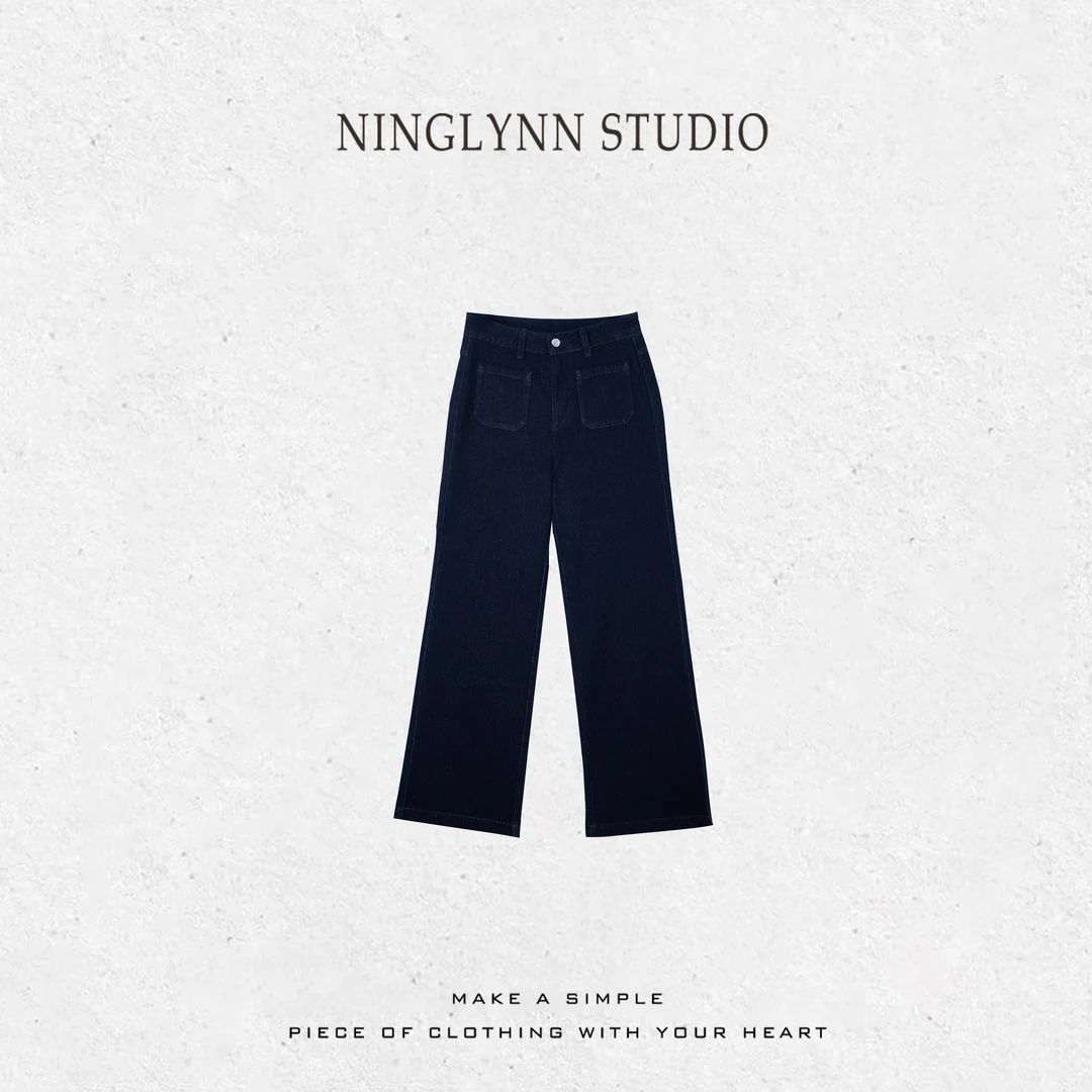 NINGLYNN STUDIO新款秋季印染中腰长裤女高弹力牛仔裤360167