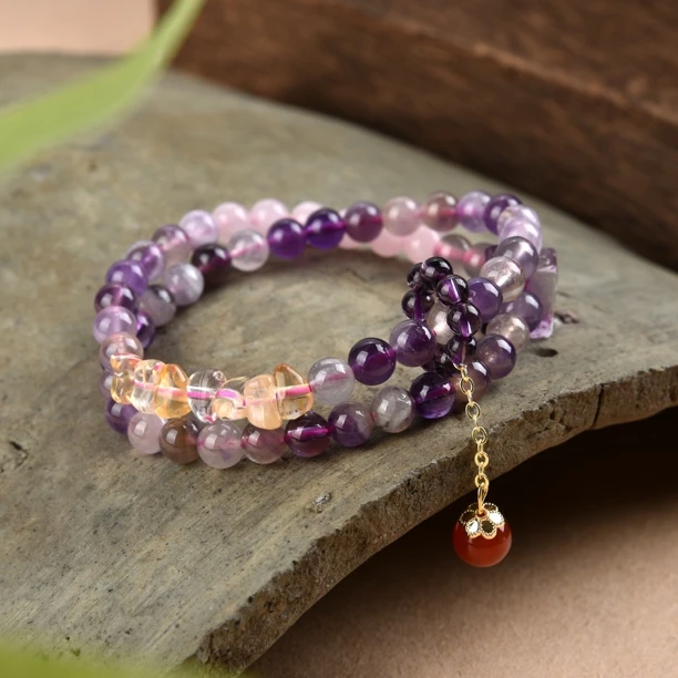 （桃）紫水晶两圈手链（粉紫色款）