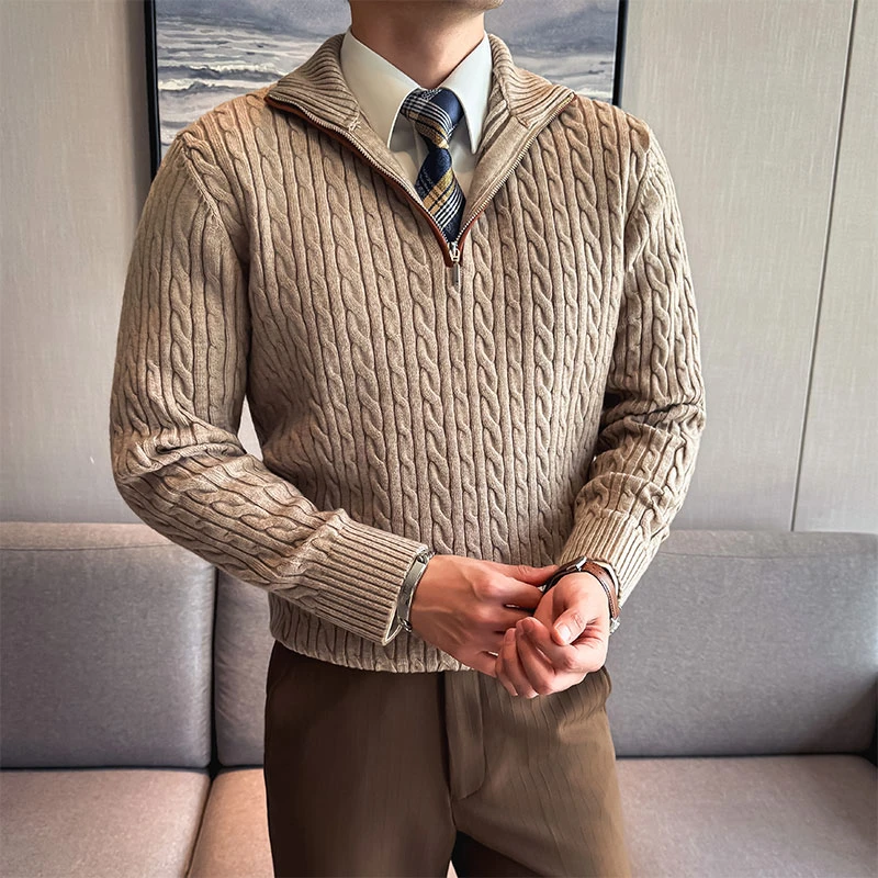 半高领拉链针织毛衣男款爆款2025新款秋冬时尚百搭高级感针织衫男