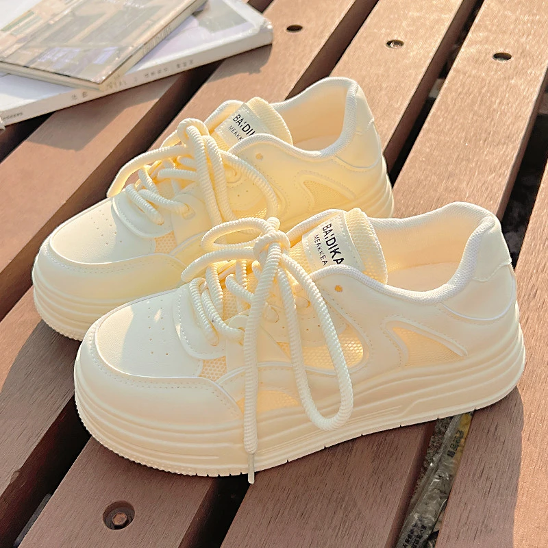 厚底小白鞋女2025新款爆款百搭奶fufu配裙子的鞋子网面透气休闲鞋