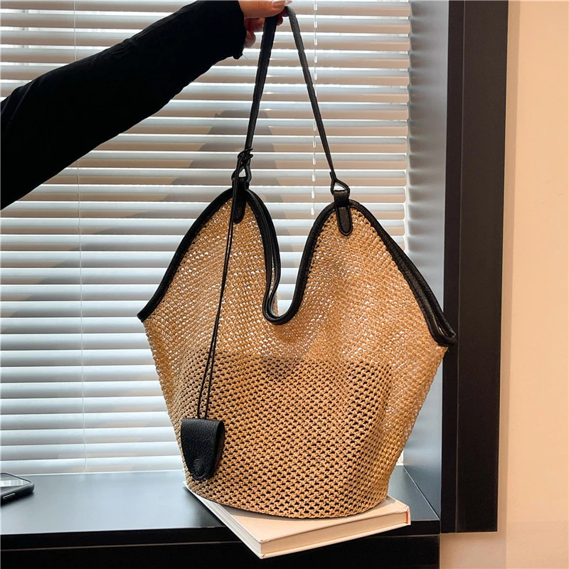 托特包大容量2025秋冬新款编织单肩包爆款百搭休闲时尚通勤草编包
