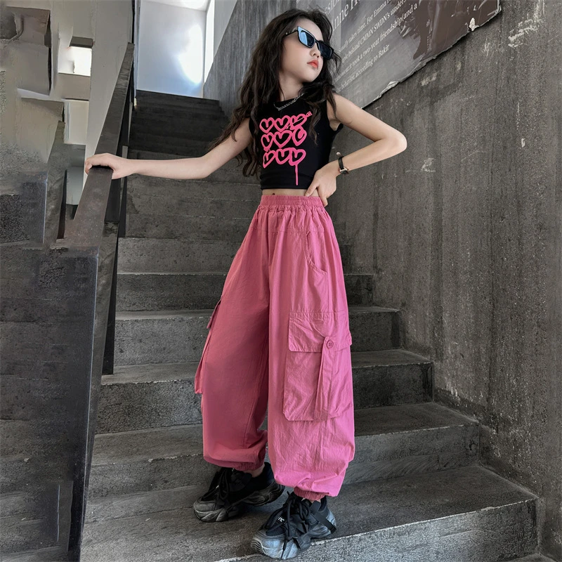 女童套装夏款儿童大童夏装女孩洋气时髦背心2025新款工装裤两件套