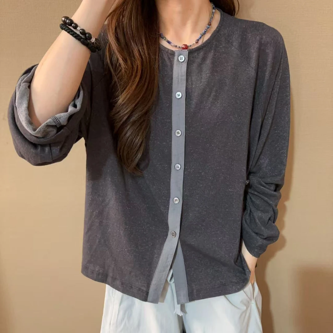 雪花点多功能棉麻开衫