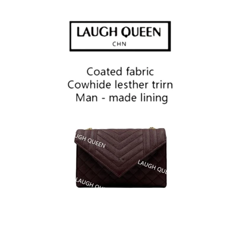 Laugh Queen手工打造真皮女士新款信封包黑红色10482-2小信封